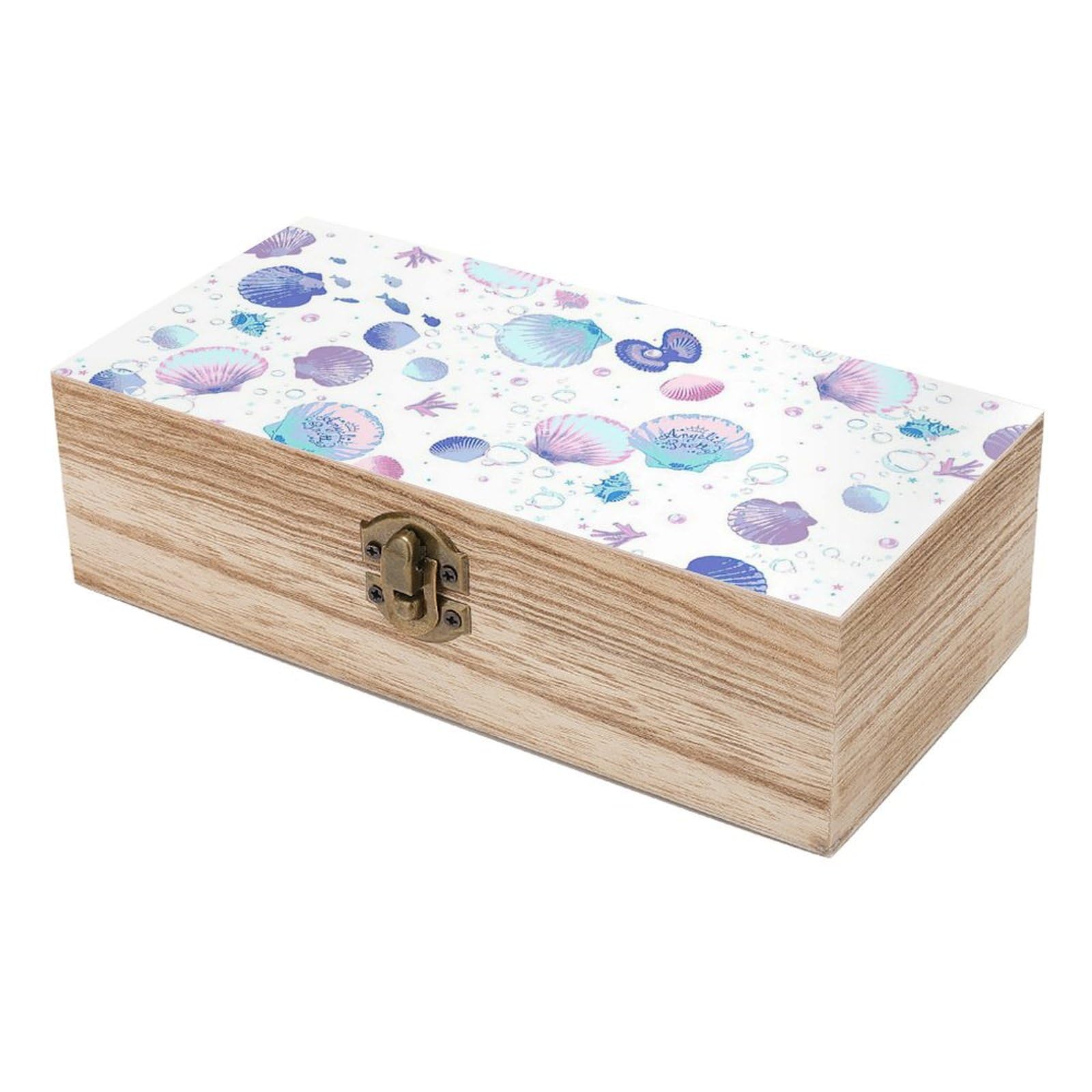 木製　総貝模様　台　木箱入り Amazon.co.jp: ナチュラルな 木製 貝殻模様 収納ボックス 木箱 海の